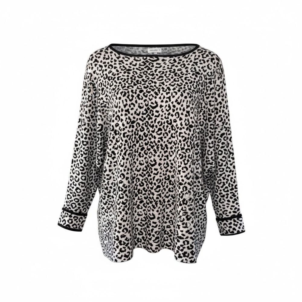 Cynthia Rowley Plus Size 3X White Sweater Black Animal Print